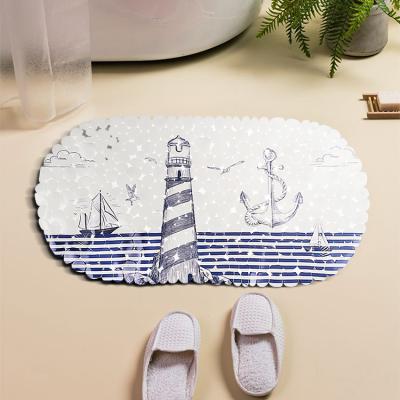 China Sustainable PVC Non Slip Waterproof Bath Shower Tub Mat Pebbles Bathlux Floral Printed Bath Mat for sale