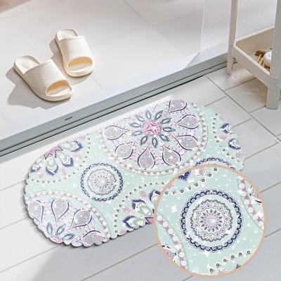 China Sustainable Bathlux PVC Non Slip Floral Printed Machine Wash Bath Shower Tub Mat Pebbles Bath Tub Mat for sale