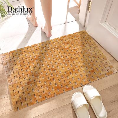 China New Product Bathlux Bamboo Bath Mat Anti Slip Sustainable Natural Bamboo Bath Mats Waterproof Wooden Bathroom Non Slip for sale