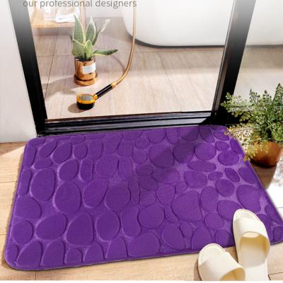 China Embossing Bath Floor Mats Washable Multiple Colors Microfiber Non-Slip Flooring Bath Cover Custom Viable Bathroom Stone Covers for sale