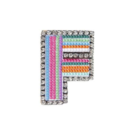 China hot sale colorful rhinestone patch 3D rhinestone alphabet patch patches rhinestones for jacket for sale