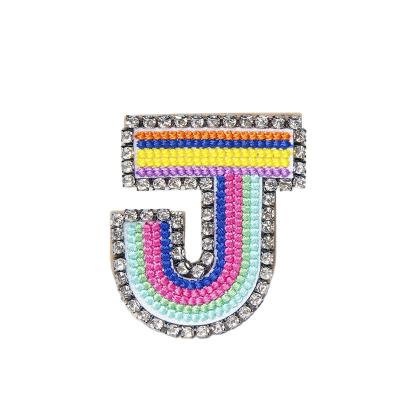 China Hot Selling 26 Letters 3D Alphabet Rhinestone English Rhinestone Patch Rhinestone Beads Patches For Clothing for sale