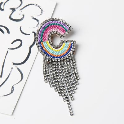 China hot sale 3D rainbow rhinestone patch rhinestone transfer for rhinestone earring for sale