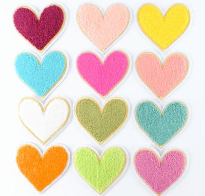 China 2021 Viable Hot Sale Heart Custom Embroidery Patches Iron On Towel Chenille Patches for sale