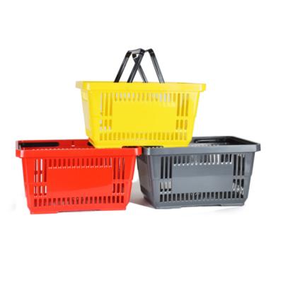 China Supermaerket Shopping Wholesale Supermarket Shopping Basket Plastic Stackable Customized Hand Baskets With Handle for sale