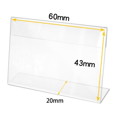 China Retail Stores Mini Clear L-Type Stores Counters Acrylic Displays Table Cards Sign Price Display Rack for sale