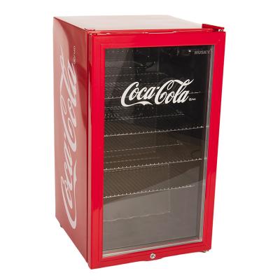 China Hot Selling Double-temperature Customized Business Logo Drink Freezer Glass Door With Colorful LED Neon for sale