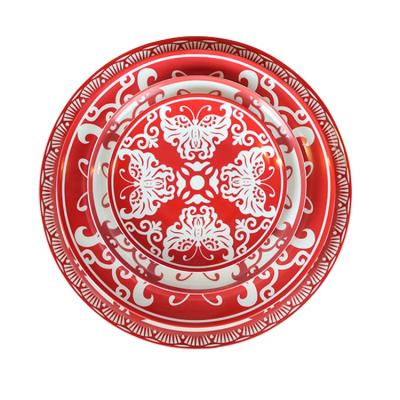 China Viable Traditional Chinese Style Red Butterfly Printed Bone China Ceramic Wedding Dishes for sale