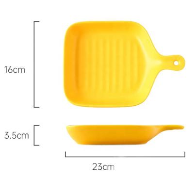 China Sustainable Ceramic Baking Tray Fine Kitchen Utensils Appliances With Two Handles Colored Ceramic Baking Tray for sale