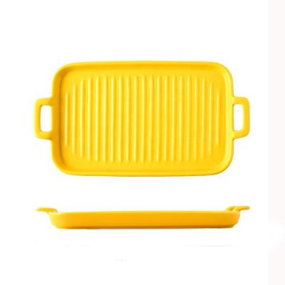 China Viable factory direct wholesale ceramic rectangular dish lasagna cooking refractory casserole dish small for sale