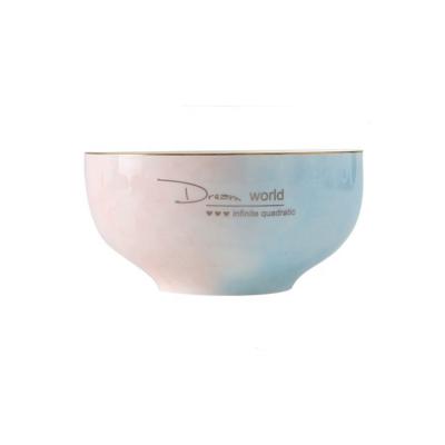 China Sustainable Creative Custom Made Candy Color Porcelain Bowl Powder Blue Luster 6 Inch Ceramic Noodle Bowl for sale