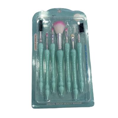 China Angular Blush 7Pcs Wholesale Drill Type Crystal Handle Make Up Brush Kit Cosmetic Soft Nylon Hair Colorful Makeup Brush Set for sale