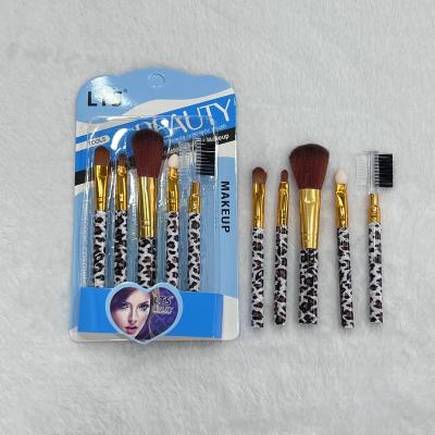 China Angular Blush Gold 5pcs Popular Soft Makeup Brushes Cosmetic Tools Beauty Makeup Brushes Leopard Print With PVC Box Travel Size for sale