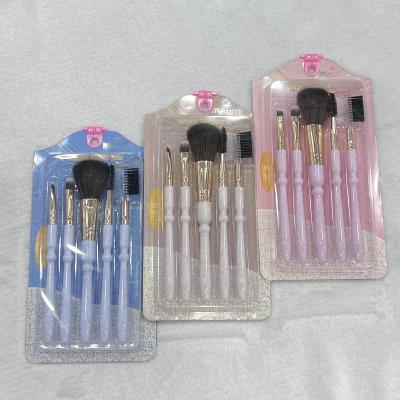 China New 2023 5Pcs Crystal Handle Make Up Brush Kit Cosmetic Soft Nylon Hair soft hair makeup set brush with PVC package for sale