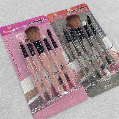 China Angular Blush 2023 New 5 Pcs Wholesale Vegan Synthetic Hair Make Up Brush Flat Handle Professional Beauty Tools for sale