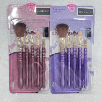 China Angular Blush 2023 New 5 Pcs Wholesale Vegan Synthetic Hair Make Up Brushes Set Screw Handle Professional Beauty Tools 2color for sale