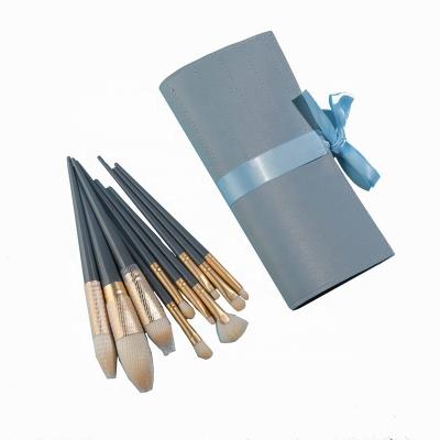 China Angular Blush Professional Wholesale 10pcs Rose Gold Makeup Brush with Cosmetic Case Private Label Set OEM Tools Acceptable for sale