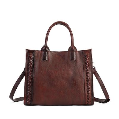 China Vintage New Arrival Large Capacity Women Shoulder Bag Fashion Portable Leather Tote Bag With Zipper for sale