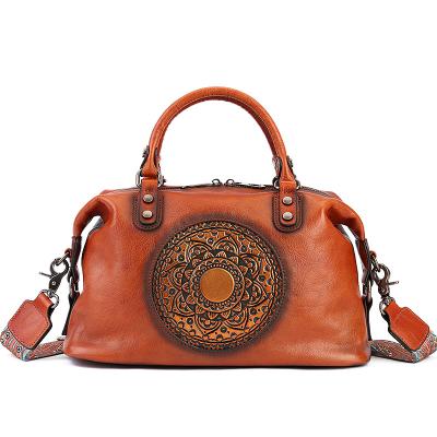 China Vintage Leather Handbag for Women, Retro Mandela Purse Leather Cross - Vintage Body Purse Tote Bag for sale