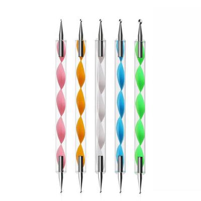 China Custom NAIL Logo Nail Dotting Tools Flower Painting Nail Brush 5pcs Nail Pen Set for sale