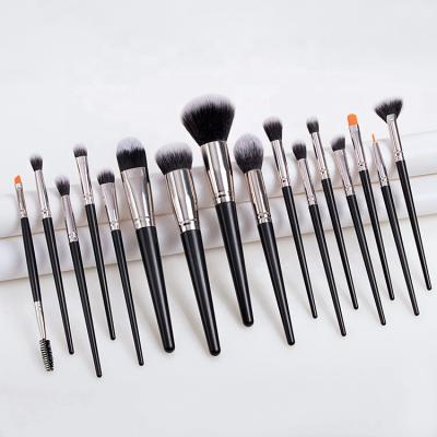 China High Quality Cosmetic Brush Set Skin-friendly Champagne Wood Makeup Tool Black 16pcs for sale