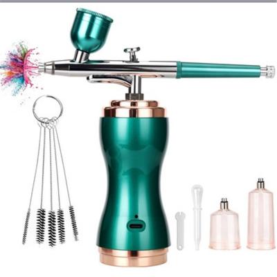 China Portable Rechargeable Hair Art Wireless Kit Compressor Airbrush Spray Gun Barber Tattoos Tool Airbrush Barberia USB Spray Gun for sale