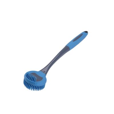 China Viable PP Flower Style Double Head Silicone Material Cleaner Brush Kitchen Pots Wash Brush Plastic Dish Pot Brush for sale