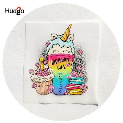 China Hot Selling Strong Elasticity New Huaga Design Love Heart Pre Printed Custom Dtf Screen Printing Heat Transfer Sticker For T-shirts for sale