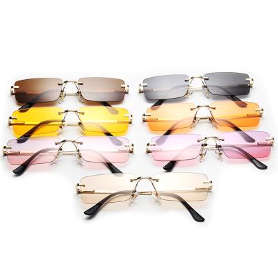 China Hot Sales Anti-ultraviolet Square Rimless Women Sunglasses Small Square Small Frameless Sunglasses Anti-ultraviolet for sale