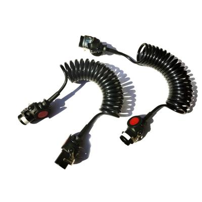 China Wholesale Non-Toxic Wholesale 7 Way Black Telescopic Cable Truck Trailer Manufacturer ABS EBS Spiral Power Cord for sale