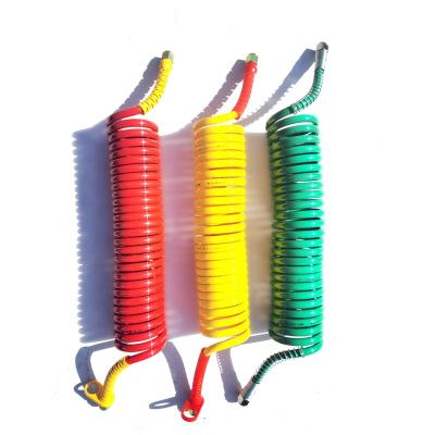 China Vehicle Fuel Transport Polyurethane Flexible Tube PU Coil Hose Truck Spiral Air Brake Hose Colorful Pneumatic Spring Hose for sale