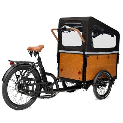 China Dutch 7 Wheel Power Assist Family Cargo Bike 3 Wheels Luxury Electric Cargobike Electric Bicycle elektrische bakfiets bakfiets for kids carry for sale