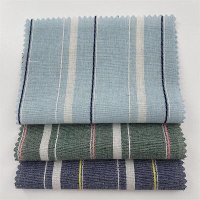 China New Linen Shirting Fabric For Yarn Dyed Mens Stripe Tc Shirts Sustainable Material for sale