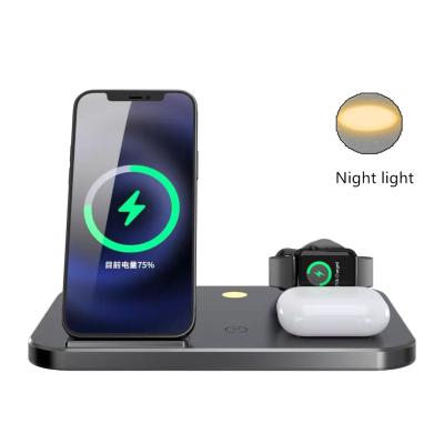 China Mobile Phone New 5 in 1 Foldable Fast Charging Night Light Radio Charger 15W Mobile Phone Watch Radio Charging CO113 for sale