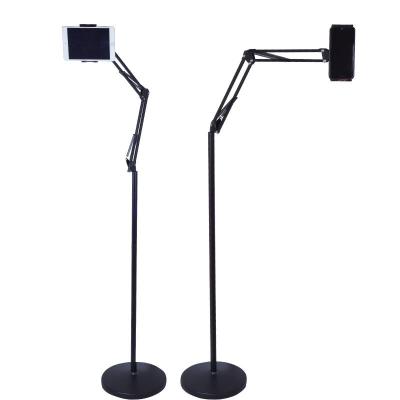 China ABS+Carbon Steel Lazy Bedside Floor Phone Bracket With Pedestal 360 Degree Rotating Adjustable Phone Holder Stand For Phone Tablet for sale