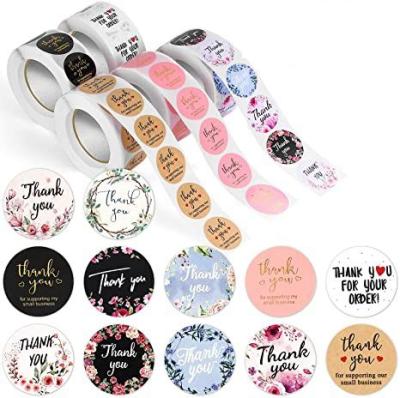 China Water Proof Custom Thank You Stickers 500pcs Per Roll Round Or Square Amazon Best Selling Thank You Stickers For Small Business for sale