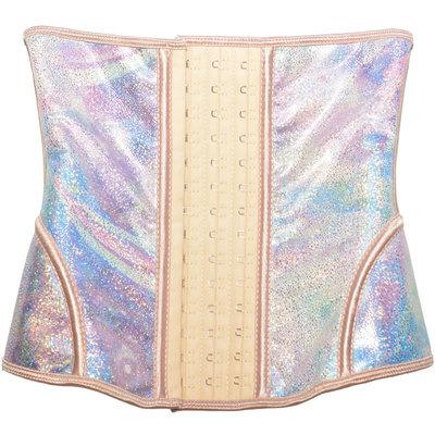 China Women's Fitness Waist Shapewear Latex Waist Trainer Shiny Shiny Steel Zipper Zipper Sweated Corset Belt Wicking for sale