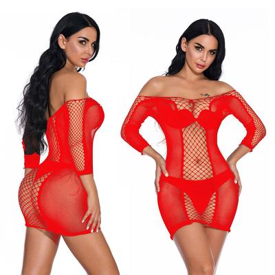 China Lace mesh lingerie new sexy lingerie Mid-sleeve net skirt transparent sexy pajamas for sale