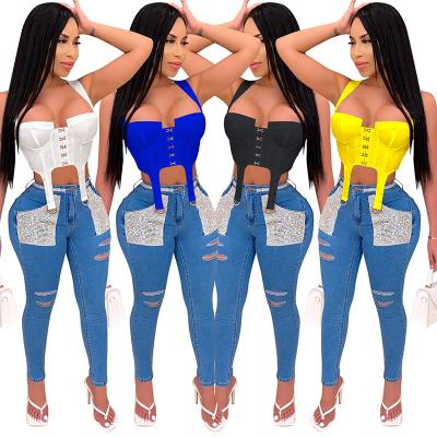 China 2022 Viable Hot Selling Zipper Mature Female Crop Top Bandage Corset for sale