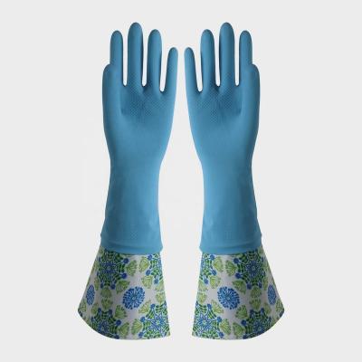 China Kitchen Dish Household Long Sleeve Waterproof Latex Washing Gloves for sale