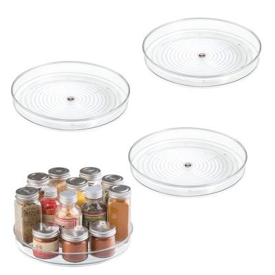 China Rotating Rotating Turntable Organizer Fridge Bins Set Clear Refrigerator Bins for sale