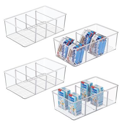 China 4 Pack Food Storage Organizer Bins Clear Plastic Viable Storage Bins For Large Plastic Pantry Storage Bins Stackable for sale