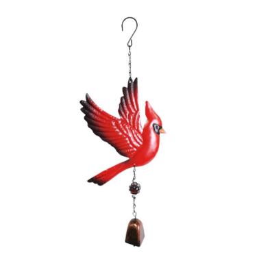 China New Arrival Eco-friendly Metal Wind Rings Outdoor Christmas Decoration Cardinal Wind Chimes For Christmas for sale