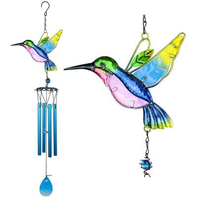 China New Arrival Metal Glass Eco-friendly Wind Chimes With Tubes Yard Hummingbird Home Decorative Outdoor Wind Chime for sale