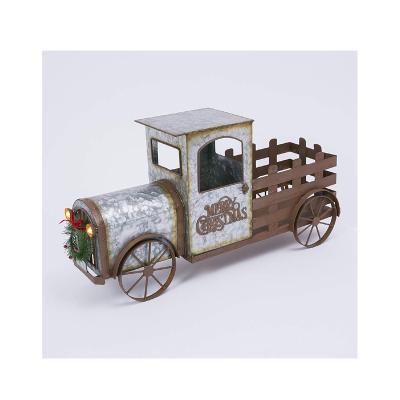 China Eco-friendly Rustic Christmas Desktop Decoration Truck Galvani Metal Fashion Home Accessories for sale