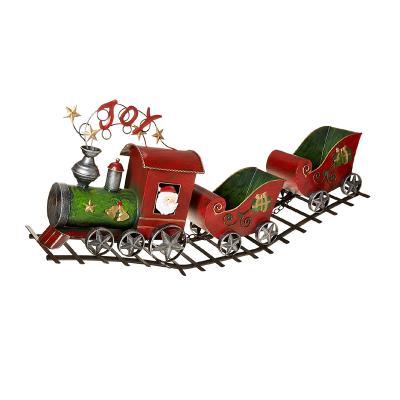 China Eco-friendly Metal Holiday Train Christmas Table Decoration Red Metal Office Living Room Decoration For Home for sale