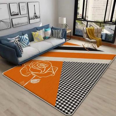 China Washable Custom Hand Embellished Woolen Blankets Carpets Living Room Machine Washable Polyester Center Blanket Carpet for sale