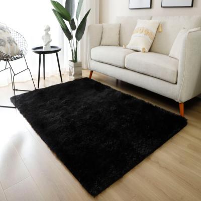 China Tianjin Washable Large Size Black Blanket Living Room Carpet Polyester Shaggy Rug Home Carpet For Luxury Living Room for sale