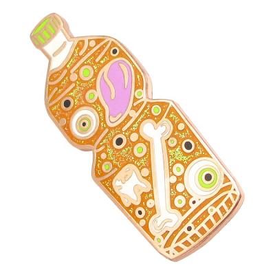 China Canada Orange Juice Design Enamel Pin Manufacturers Custom Bubble Tea Enamel Lapel Pin With Glitter for sale