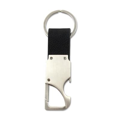 China Customized designs; OEM experience since 1984. Multifunctional leather key chain with metal bottle opener for sale